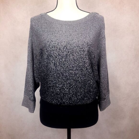 Alyx Grey Black Metalic Gradient Ombre Sweater Dolman Sleeve Size Medium - Picture 1 of 8